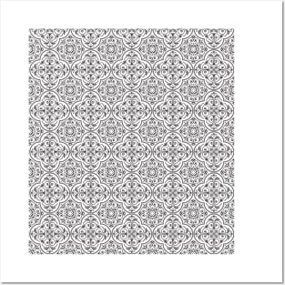 Black and White Square Circle Pattern Posters and Art